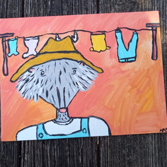 Original Folk Art Painting Possum - Picture 4 of 6